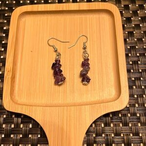 Handmade Dangle Earrings with Gemstone Chips